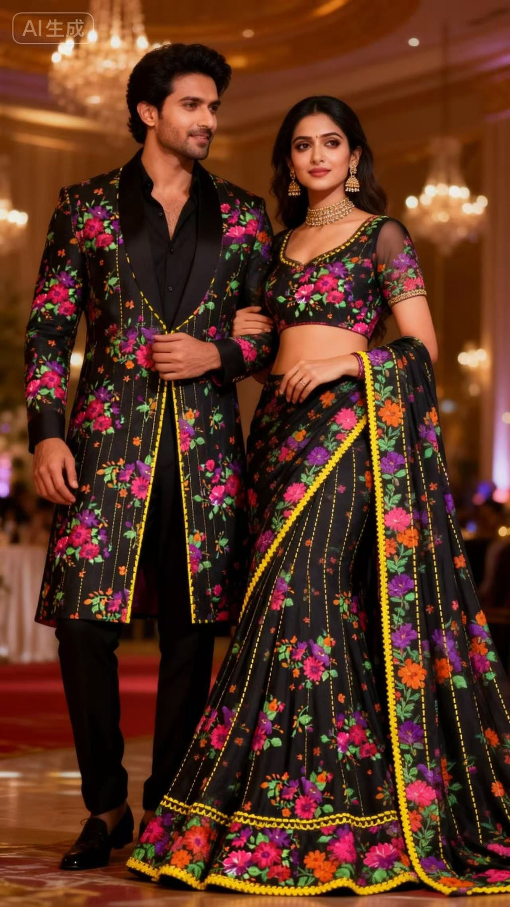 Nylon Gold Thread Printed Fabric - Luxury Shiny for Evening Gowns
