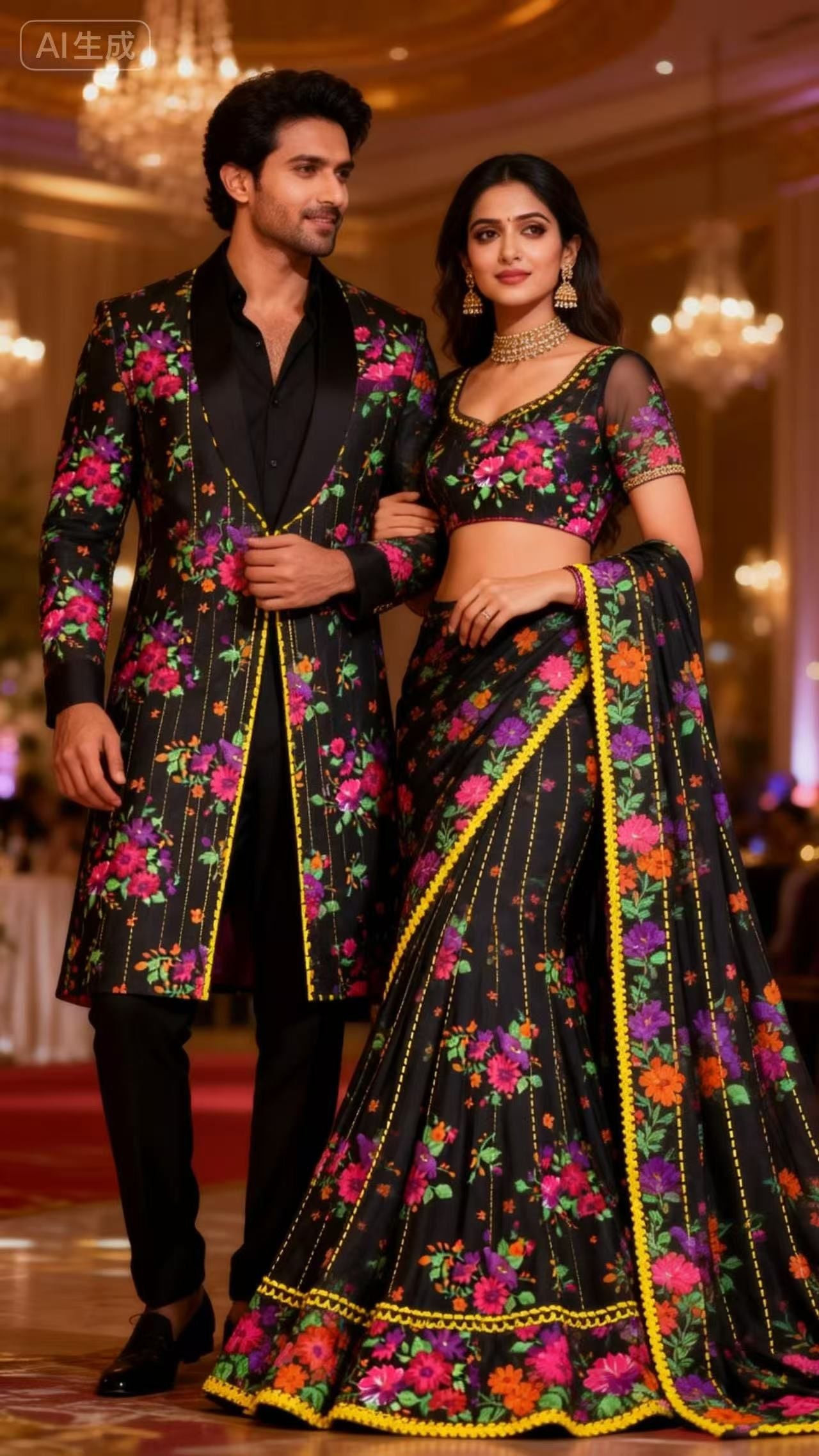 Nylon Gold Thread Printed Fabric - Luxury Shiny for Evening Gowns